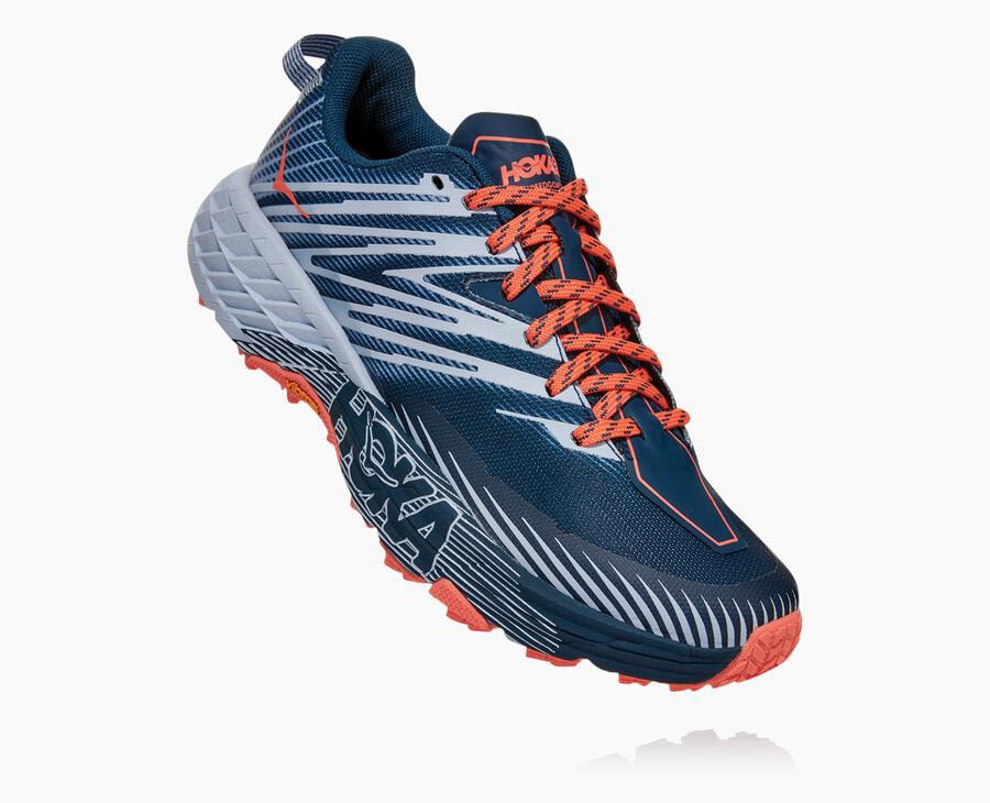 Trail Shoes Womens - Hoka One One Speedgoat 4 - Navy/White - HTABRLM-13